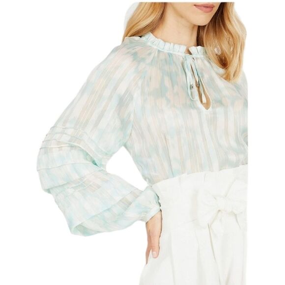 BCBGMAXAZRIA Printed Long‎ Sleeve Blouse SIZE MEDIUM - Picture 12 of 16